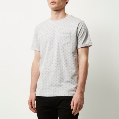 Grey micro print t-shirt